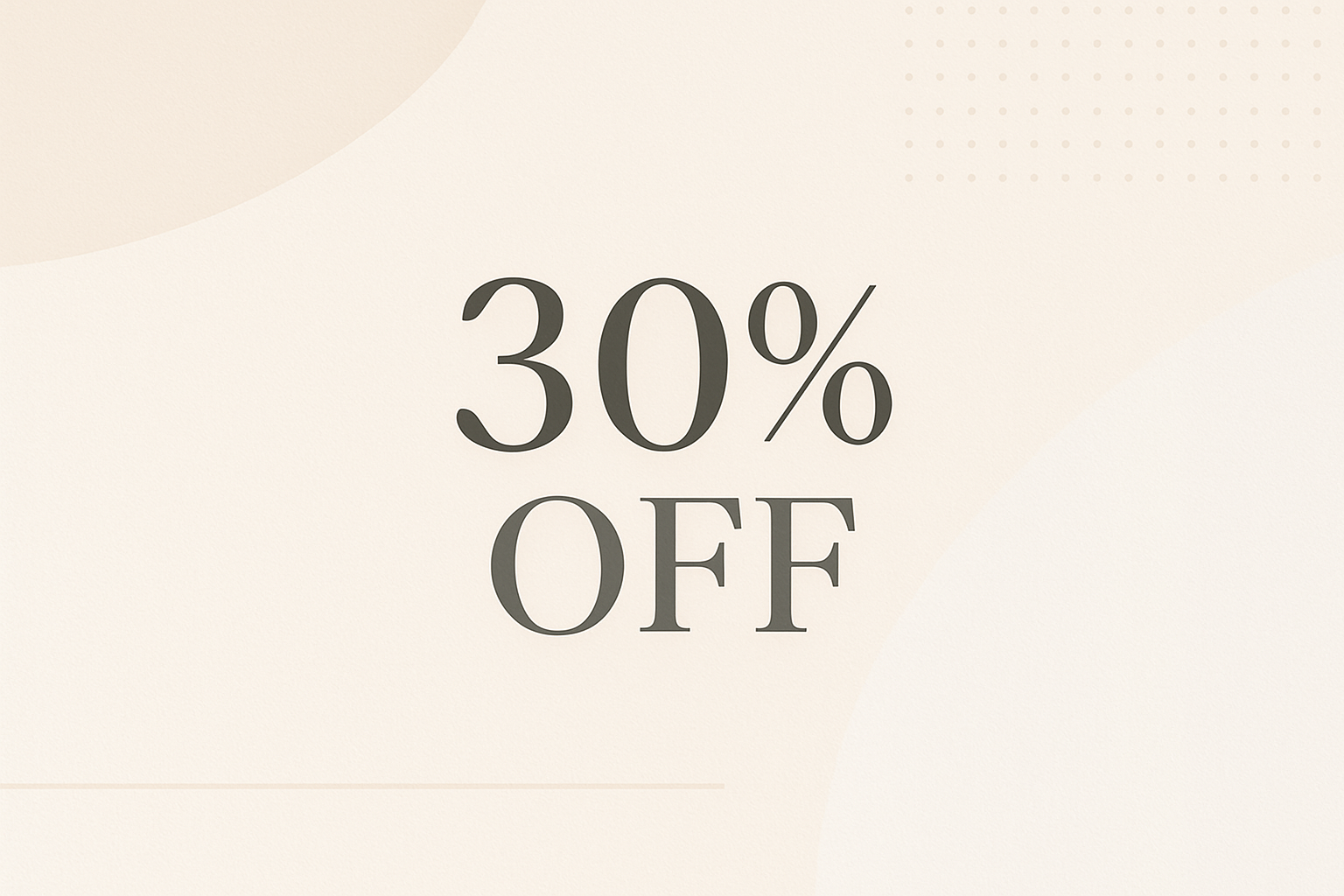 30% sale , нейтральный баннер на скидку в светлух тонах